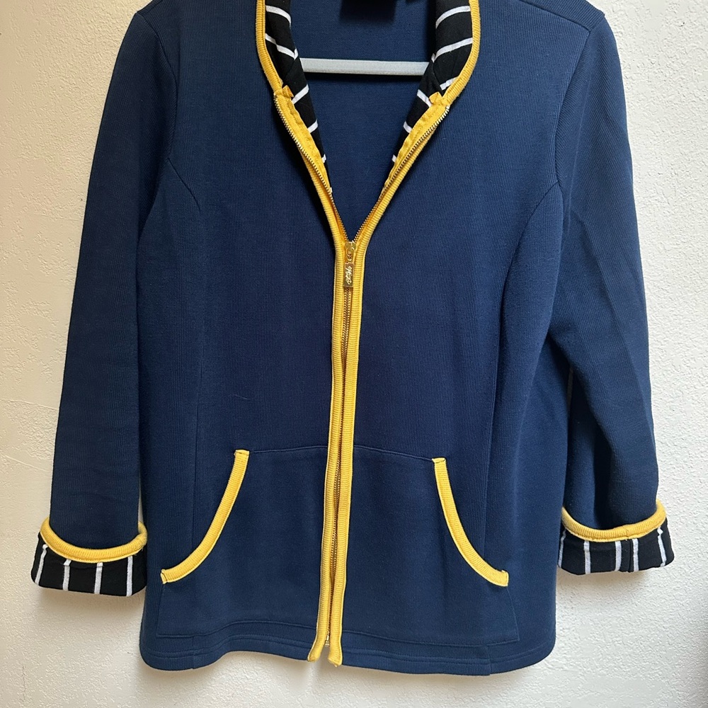 Bob Mackie Navy Jacket with Gold and Black Stripes